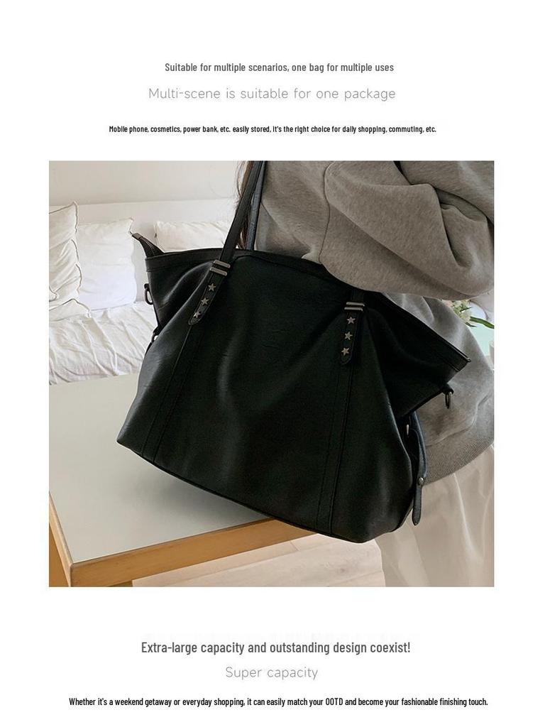 Damska Retro Torba Tote z Miękkiej Skóry - Duża Pojemność, Prosta i Wszechstronna Torba na Ramię