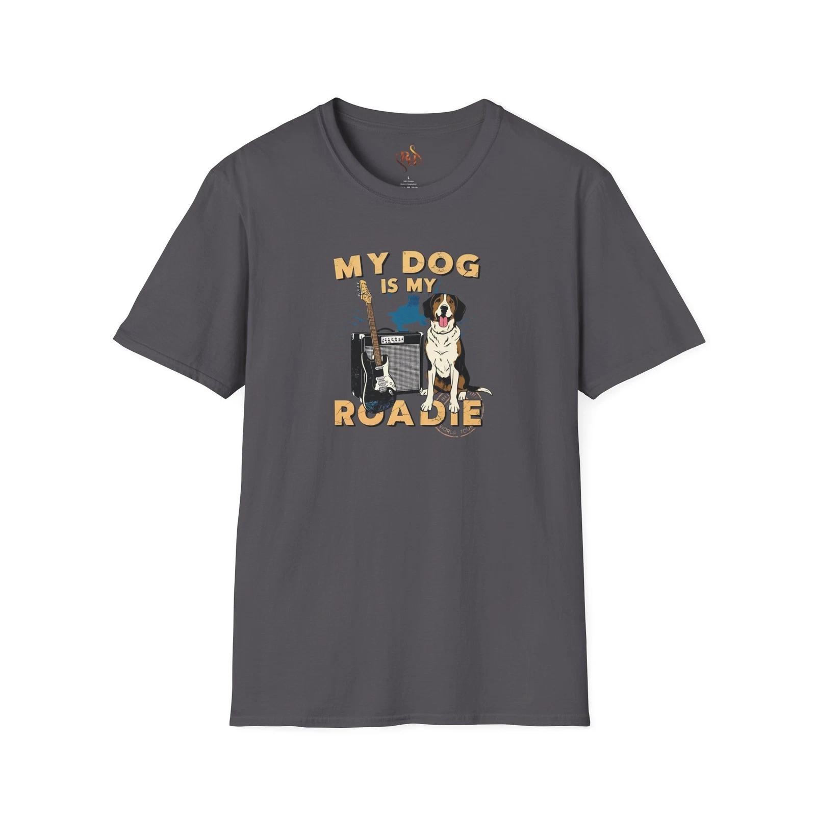 

My Dog is My Roadie T-Shirt, Dog Lover Gift, Musician Tees, Pet Owner Apparel RH XL