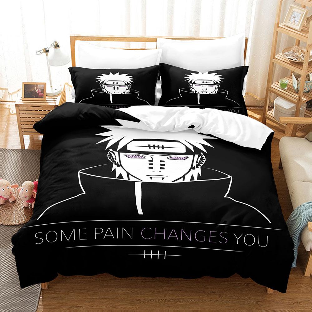 3D Printed Bedding Three-Piece Set, Anime, Naruto Sasuke