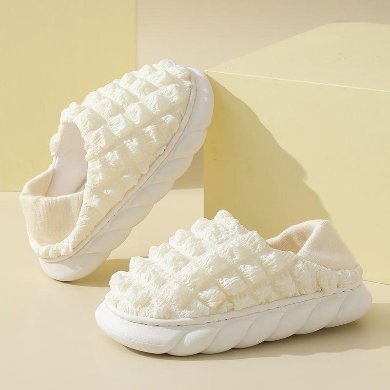 

Хлопковые тапочки милые инс корейская версия зимние домашние для дома противоскользящие теплые плюшевые мультяшные тапочки зимние 36-37 белый