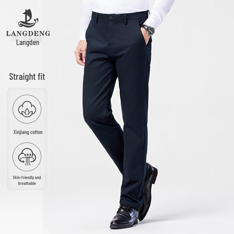 

Langdeng Men s Plush-Lined Straight-Fit Casual Trousers 35