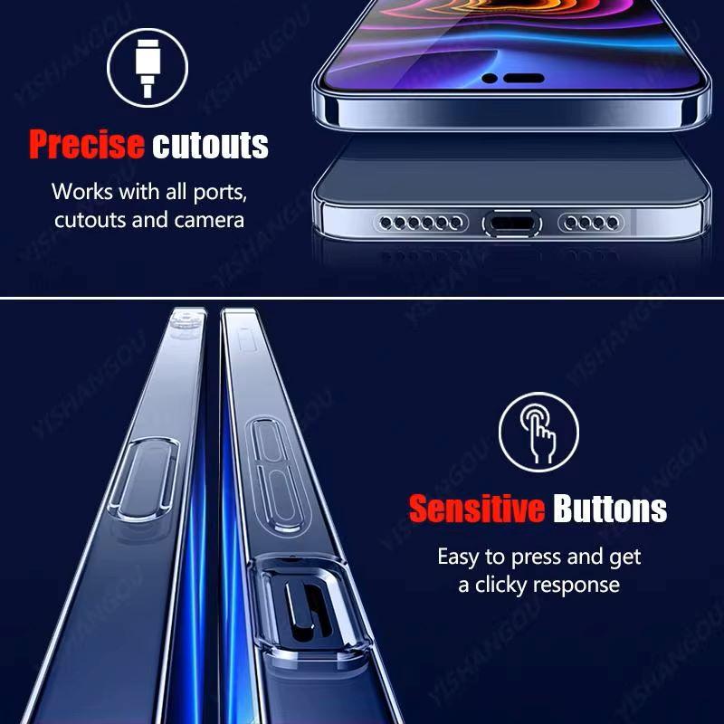 Ultra Thin High Transparent Silicone Case For iPhone 15 14 13 12 16 Pro Max 11 Crystal Clear Slim Shockproof Bumper Phone Cover