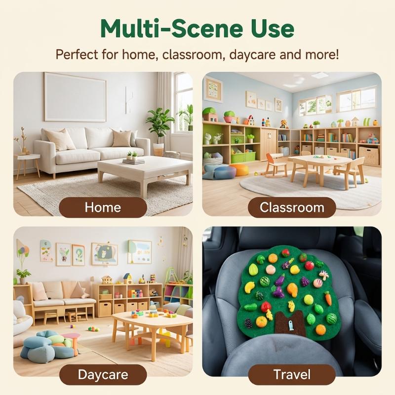1 Set Fruits Pretend Play Kitchen Games Baby Felt Board Play Food Toys Wall Sticker Fine Motor Skills Early Educational Toy