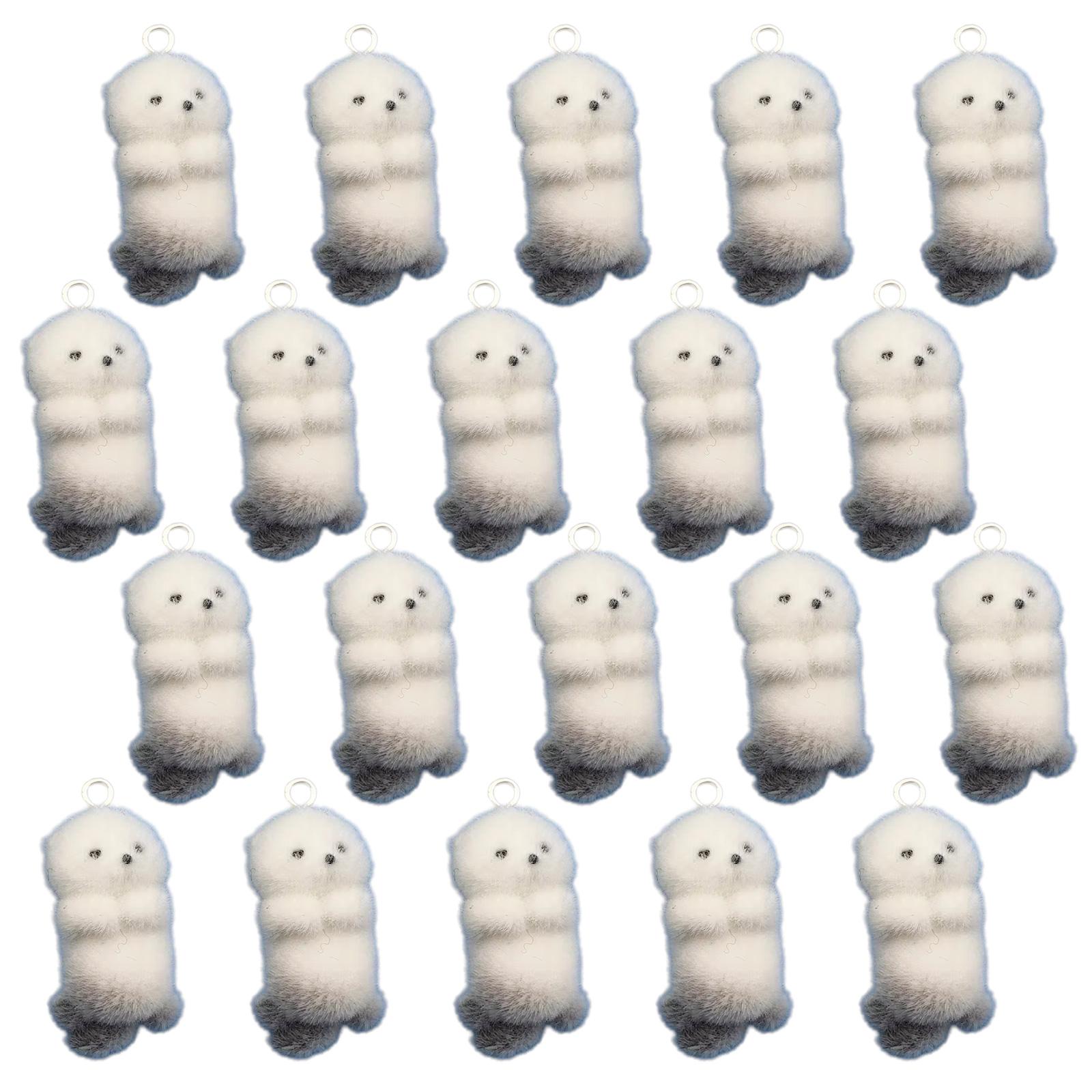 

20Pieces 3D Flocking Otter Charm Set for Handmade Keychain Jewelry Creation Jewelry Accessories Flocking Texture