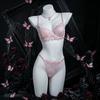 Women S Pink Eyelash Lace Underwire Push Up Semi Sheer Sexy Lingerie Bra Set