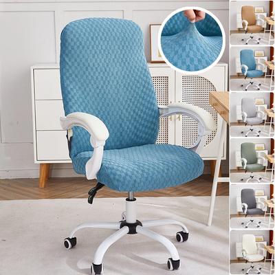 1pc Jacquard Chair Cover Solid Color Anti-dirt Seat Slipcover Removable Stretch Office Chair Case for Computer Room Home