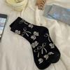Lady Spring and Autumn All Kinds of Simple Sweet Gentle Bowtie Illustration College Wind Tube Socks