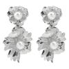 Women European American Fashion Pearl 3D Flower Earrings Retro Luxury Temperament Stud Earrings For Women