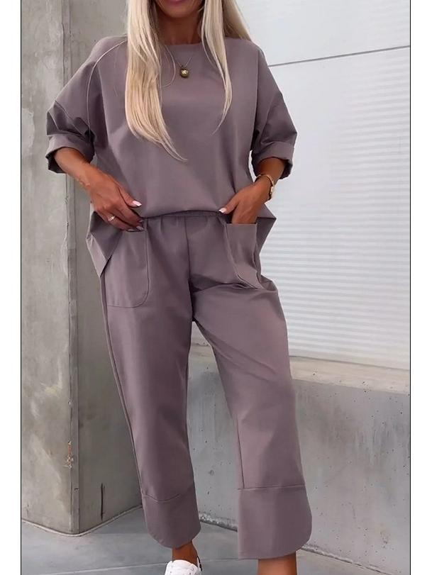 2024 European and American Casual Fashion Solid Color Women's Two-Piece Sports Set