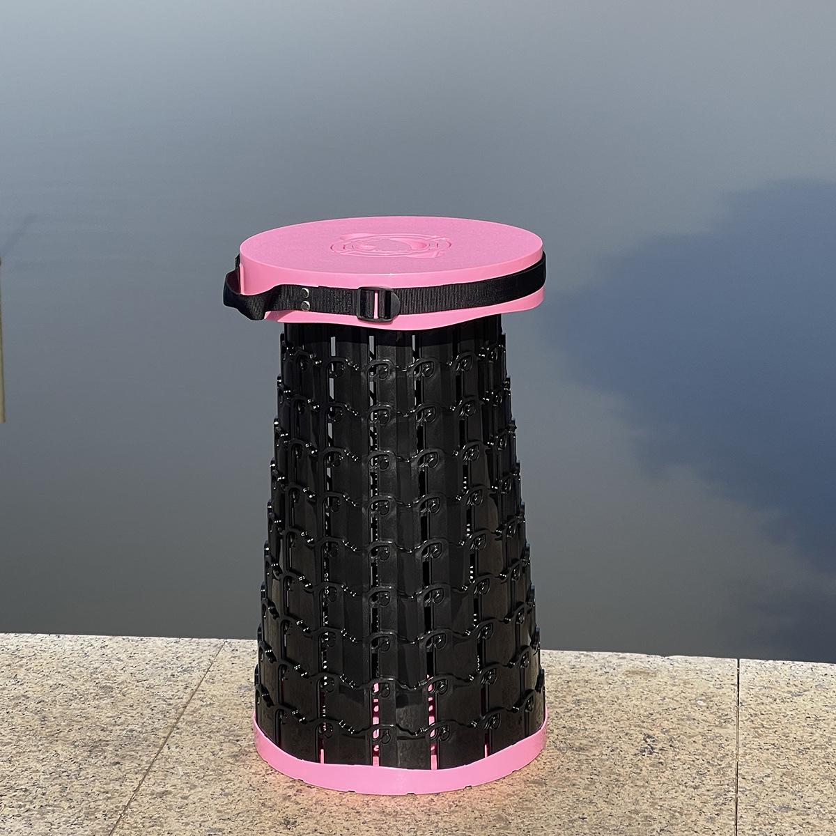 8th Gen MAXFAT Outdoor Telescopic Camping Stool, 50cm Wide Round, Heightened & Thickened, Portable & Folding Design розовый