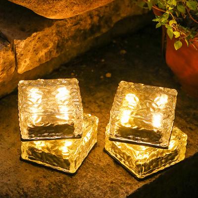 4 stücke Solar Led Ice Cube Ziegel Lichter Im Freien Wasserdichte Ice Cube Nacht Lichter Treppen Schritt Fertiger Lampe Für Hof Rasen garten Lampe