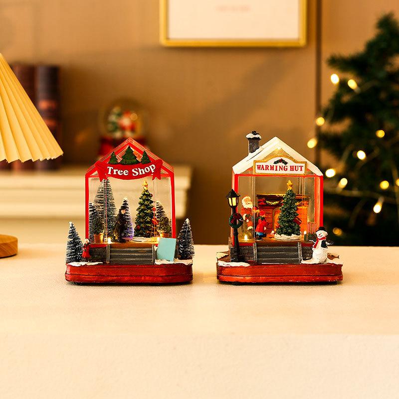 Christmas Gift Music Box Light Up Rotating House Christmas Decorations Music Box Tabletop Gift