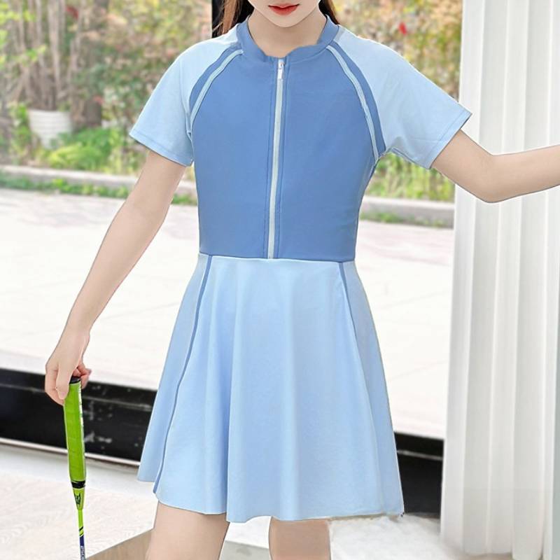 Childrens Onepiece Swimsuit Girls Conservative Bathing Suit With High Elasticity For Water Sports