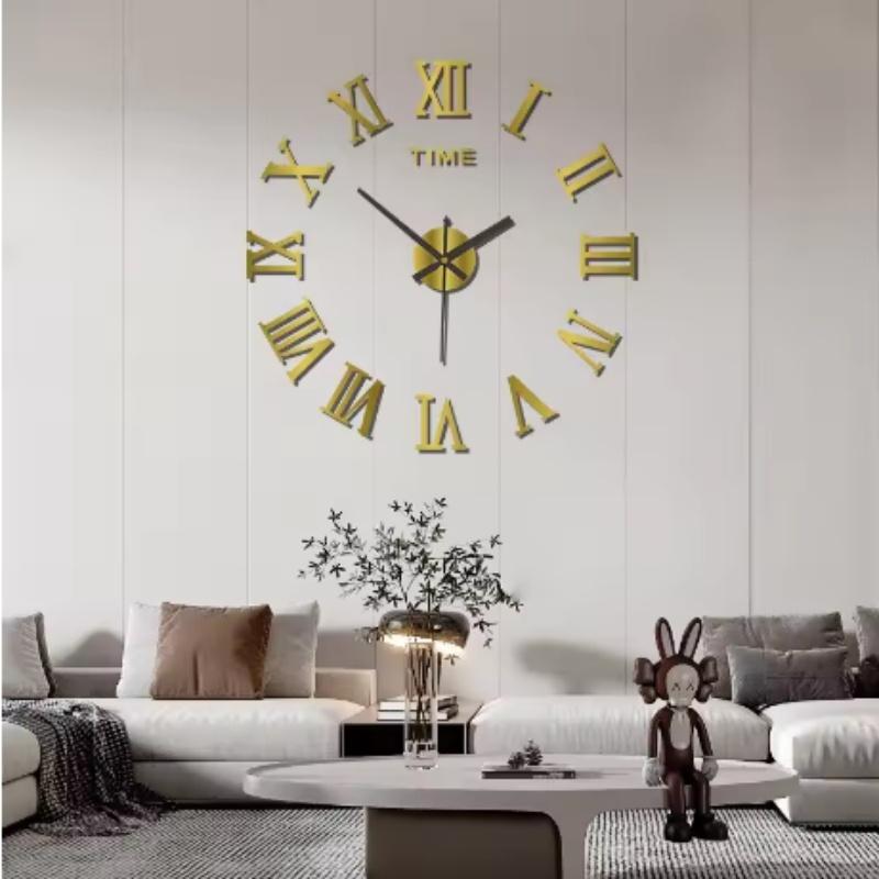 

Acrylic Digital 3D Wall Clock Roman Digital Design Mirror Wall Clock Fashion Large Circular Wall Clock DIY Self Adhesive Clock золотистий