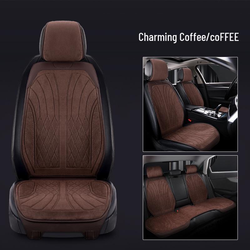 

Latex Rams Suede Universal Car Seat Cushion with Small Waist Design, Perforated Saddle Pad, All-Season Use Five-Seater Universal