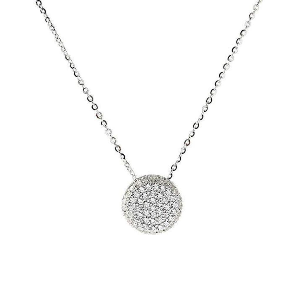 [Onoma] Onm 92.5 Silver Circle Cubic Necklace Dk09 (37328273)