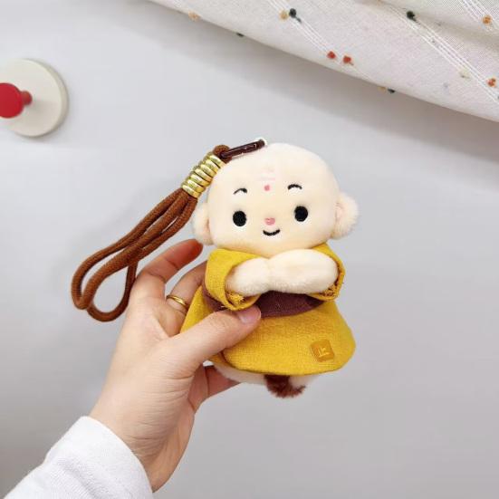Cute Buddhist Monk Plush Keychain Cartoon Little Monk Stuffed Animal Pendant Zen Figure Key