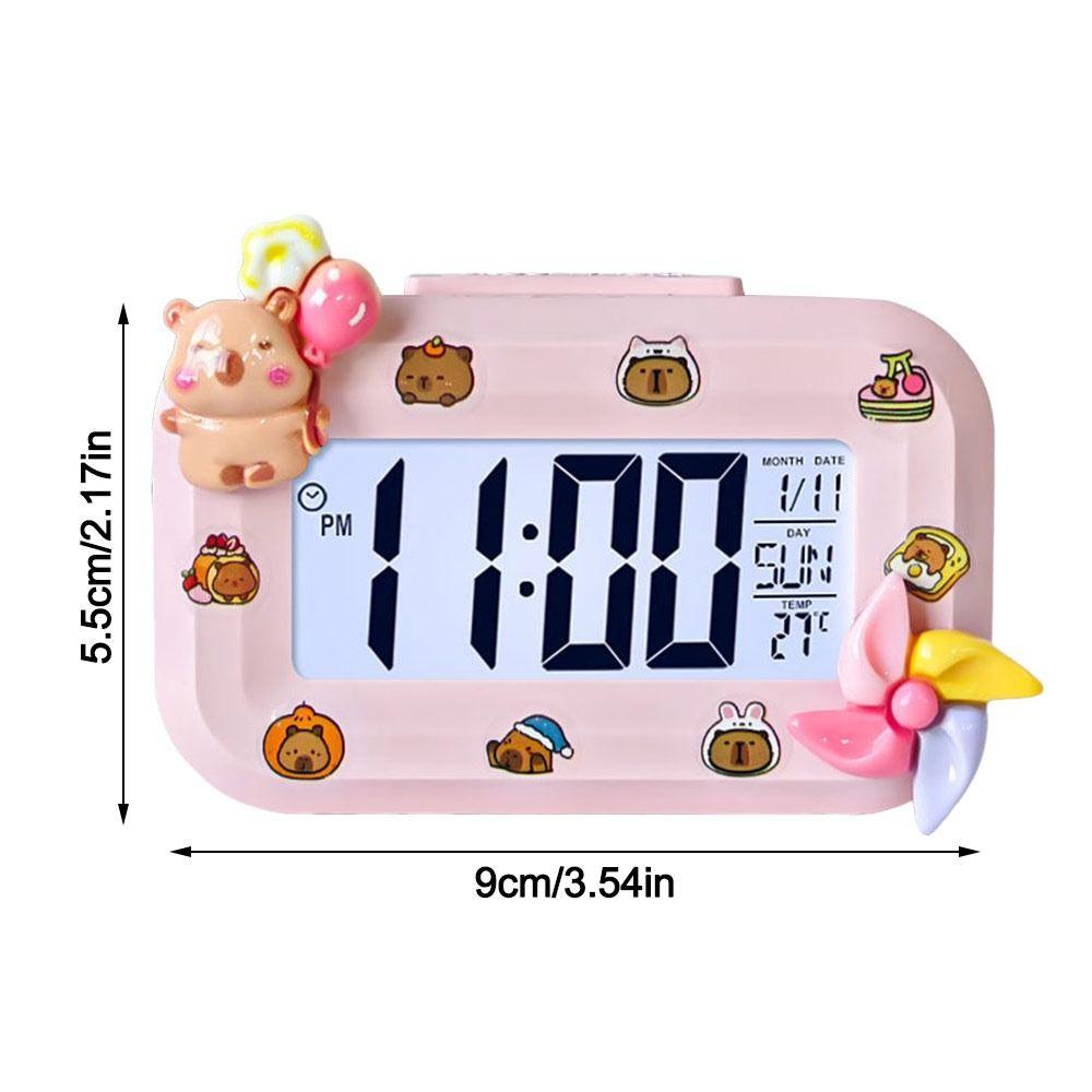 Mini Capybara Alarm Clock Cartoon Desktop Clock Cute LED Digital Clock  Student Dormitory