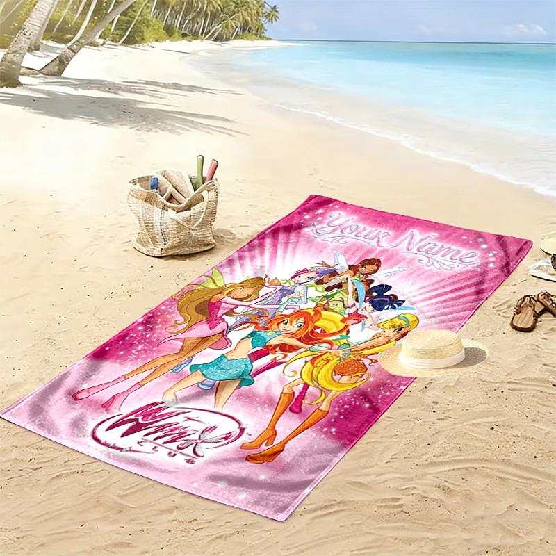 Name Custom Winx Print Beach Towel, Large Soft Quick Dry Towel for Beach Camping Swimming