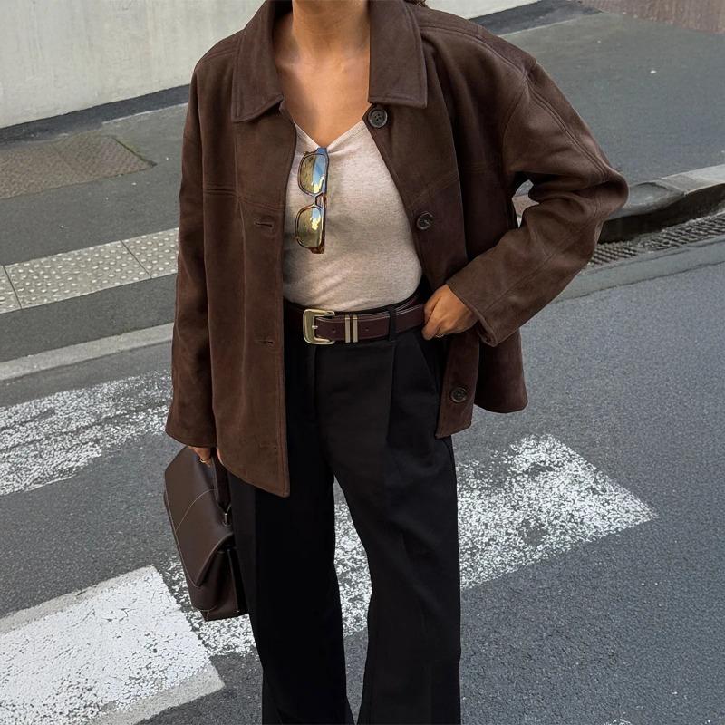 

Button Long-sleeved Vest Jacket Women s Autumn Winter Simple Temperament S коричневый