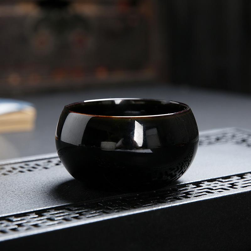 Golden Maple Leaf Jianzhan Ceramic Tea Kiln Change Tianmu Glaze Tasting Creative Master Single Cup Retro Gold-embellishe