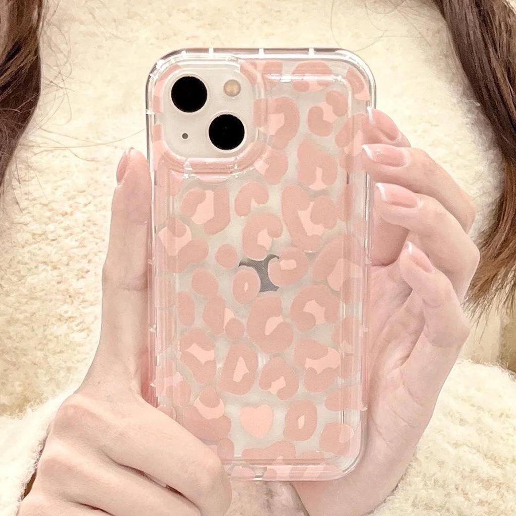 Rosa Leopardmønster Silikon iPhone 13 Deksel, Fallbeskyttende Mykt Deksel for Apple 11/12/15 Pro Max