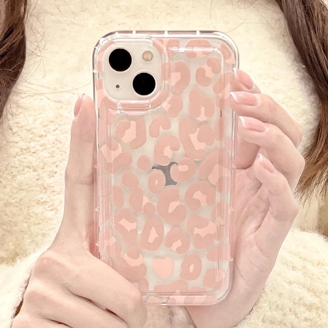 

Розовый силиконовый чехол с леопардовым принтом для iPhone 13, мягкий чехол против падения для Apple 11/12/15 Pro Max iPhone 11