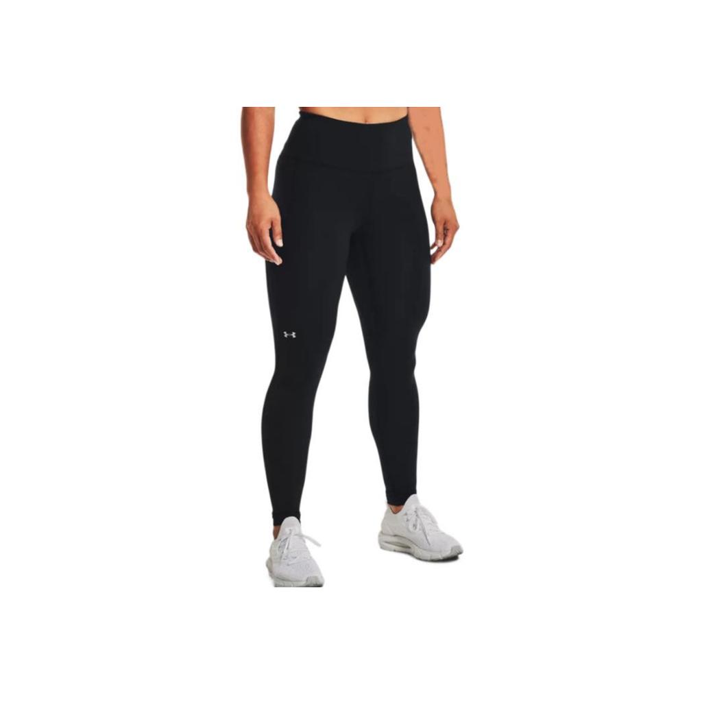 Under Armour Solid Logo Fitted Athletic Pants Women Bottoms Black 1372119-001