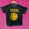 Nirvana Nevermind Dead Eye Smiley Grunge Acid Wash Tee XL