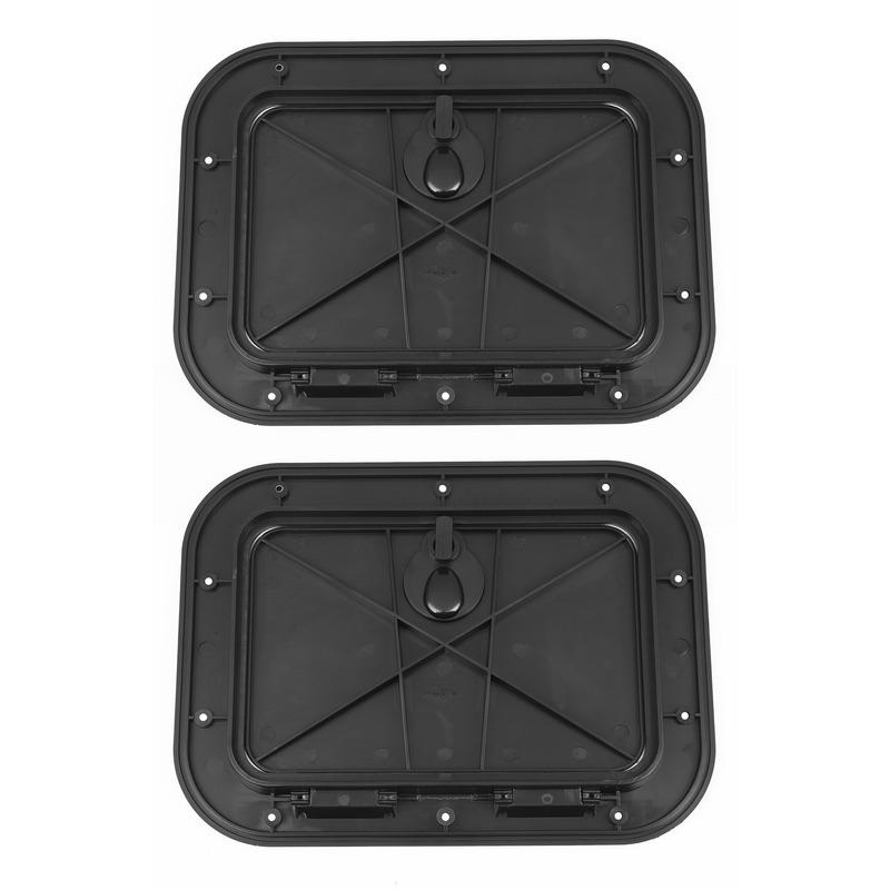 2X Marine Deck Plate Access Cover Pull Out pection Hatch With Latch, 14.96 X 11.02 Inch / 380 X 280Mm -Black