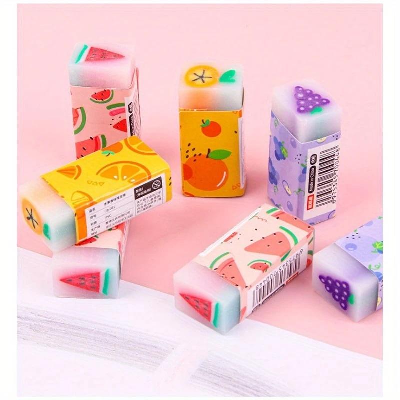 30pcs Random Color Jelly Erasers Fruit-Shaped Cleaners Suitable for Art Students to Carry Anytime
