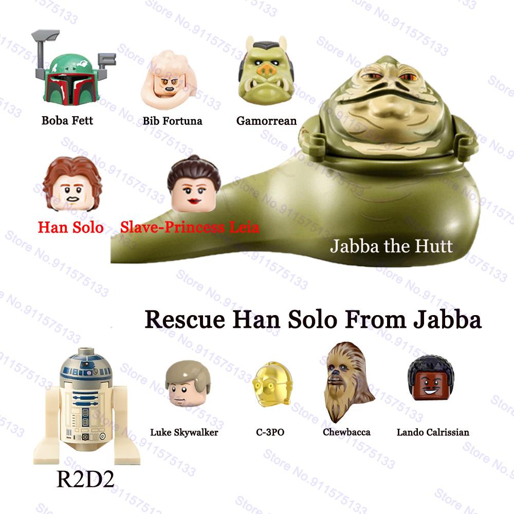 

Rescue Han Solo From Jabba Palace Leia Luke R2-D2 Boba C-3PO Chewbacca Lando Building Blocks Bricks Star Action Figure Wars Rescue Han Solo