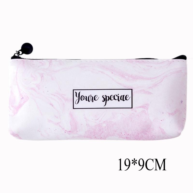 1 Pc Cute Pen Pouch Large Capacity Marble Pattern Writing Supplies Leather Pen Bag Pencil Bag Pencil Case Zipper Pouch