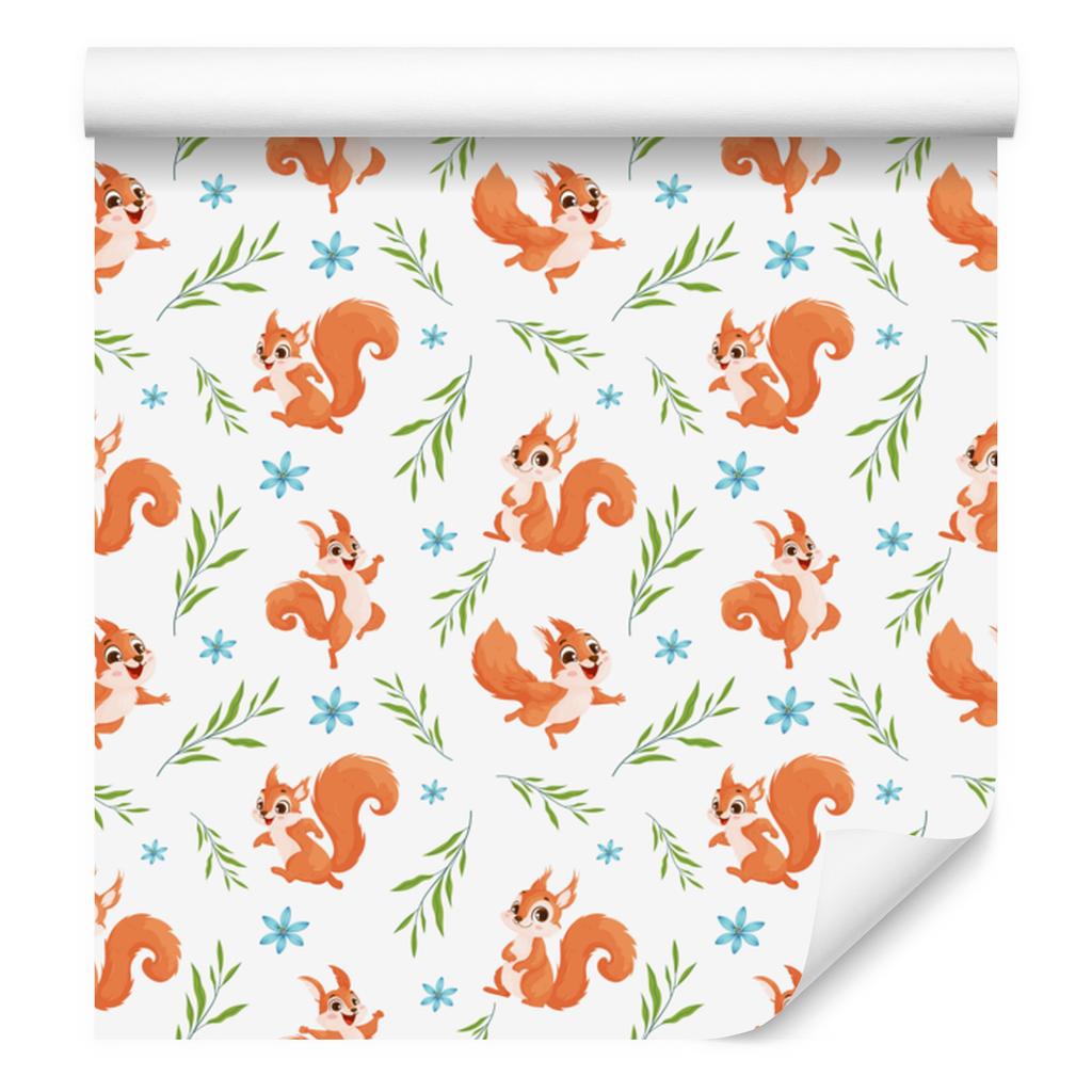 Squirrel Wallpaper White and Peach for Living Room and Bedroom 50x1000