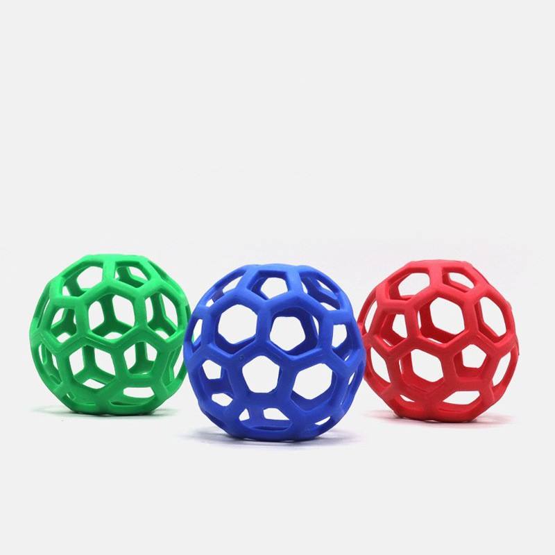 Pet Factory Interactive Dog Chew Toy Hollow Ball TPR Bite Resistant Elastic Rubber Pet Toy