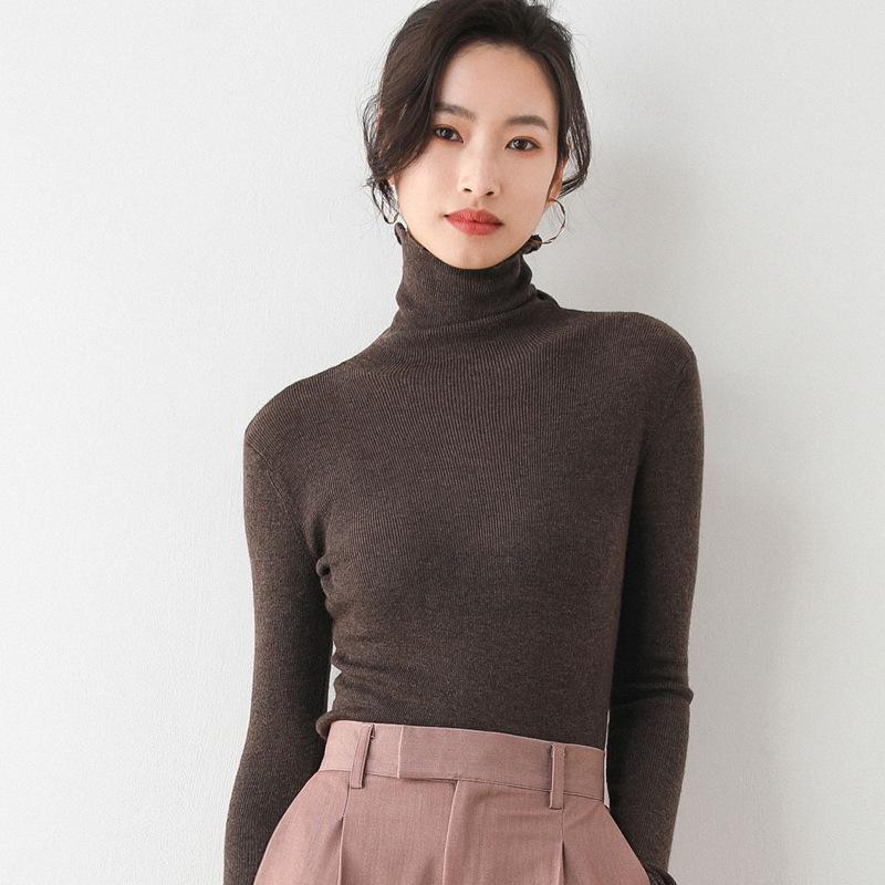 Women's Slim Fit High Neck Wool Base Layer Sweater - Autumn/Winter Collection