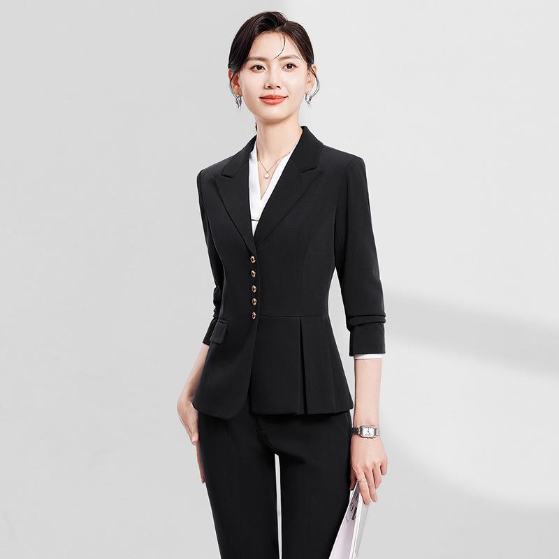 Autumn Korean Style Women's Professional Suit Set for Office and Jewelry Store Receptionists