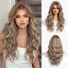 Platinum 613 Blonde Wig Long Wavy Synthetic Wig with Bangs Curly Mixed Golden for Women Cosplay Party Daily Use Heat Resistant