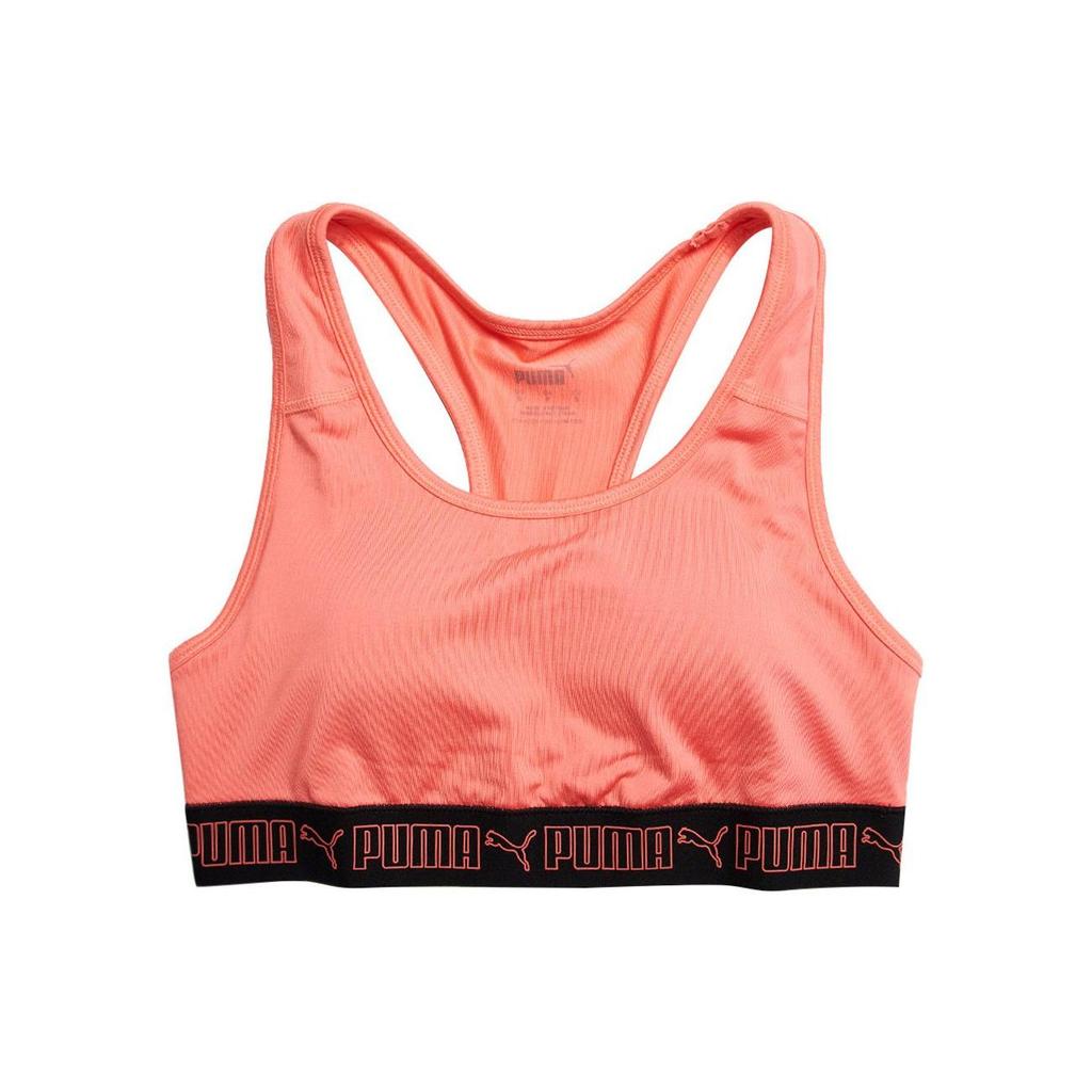 Puma Mid Elastic Padded Color Block Sports Bra Women Underwear Coral-Orange 520303-24
