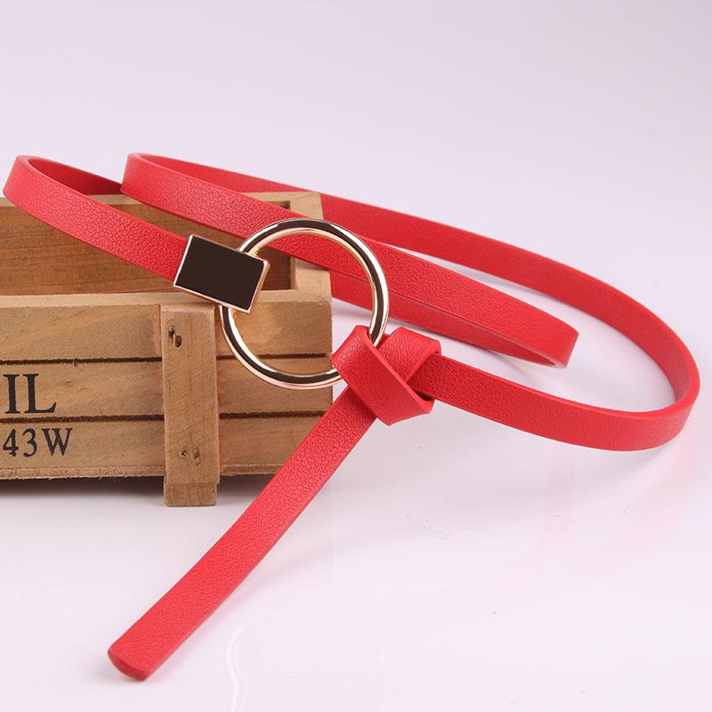 New Style Korean Women's Belt with Sweater Dress Decorative Tiny Leather Belt Versatile Women's Round Buckle Leather Belt