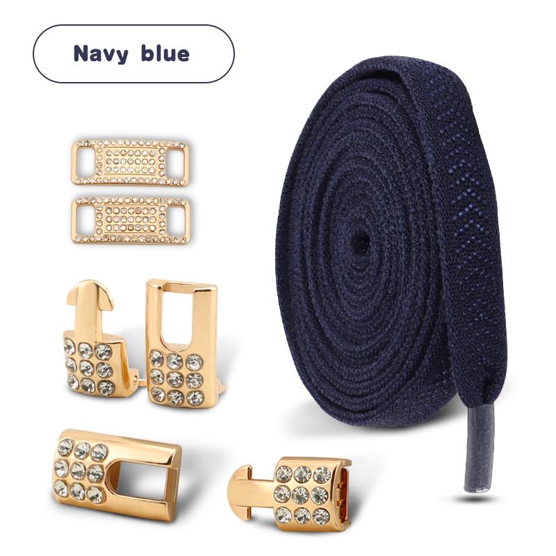 Gold Diamond buckle Shoelaces without ties Elastic Laces Sneakers Tennis No Tie Shoe laces Flat Shoelace for Shoes accessories