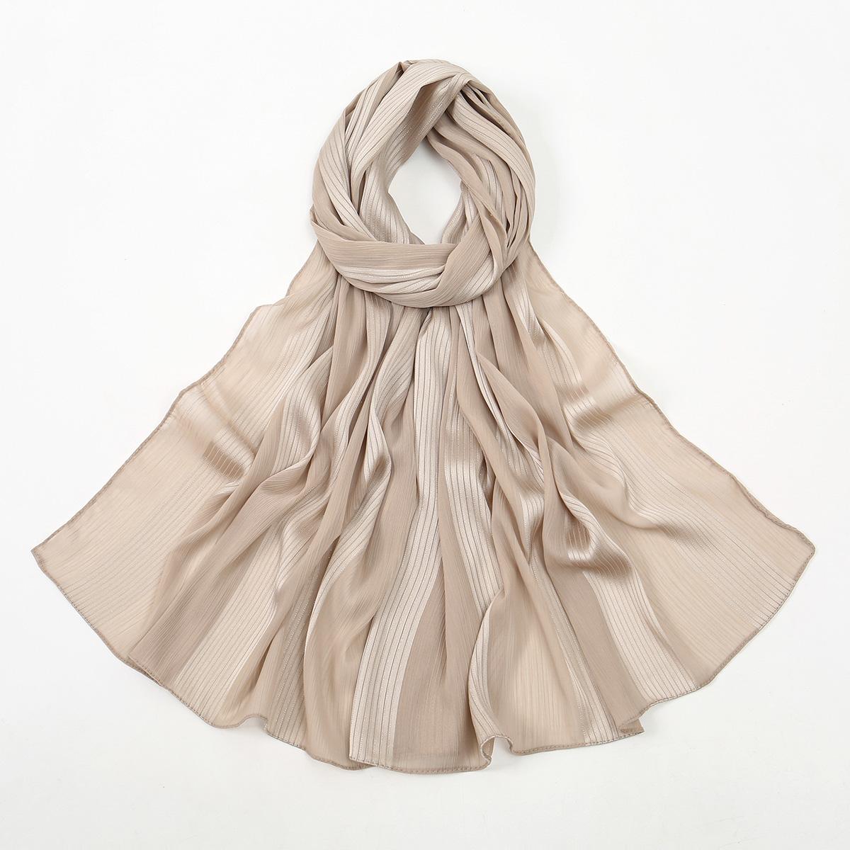 Градиентный Блестящий Шифоновый Шарф Шелковистый Женский Мусульманский Хиджаб Однотонный Платок-Шаль Шарф из Премиальной Пряжи Исламский Тюрбан Рамадан 180*75См