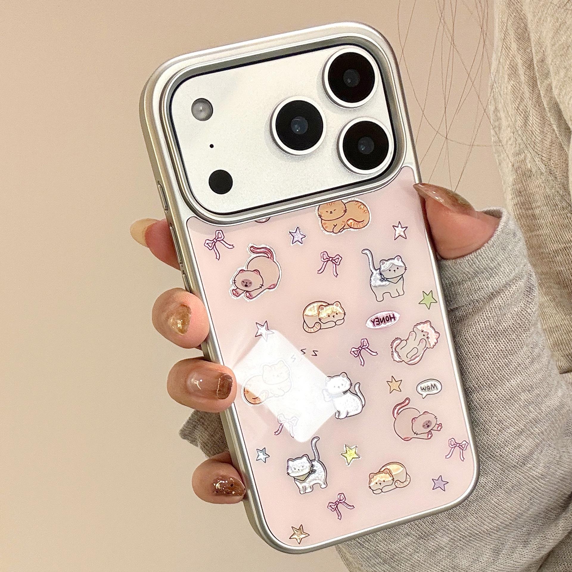 

Позолоченный Милый Кот для Чехла для Телефона Apple 17 Pro Max для IPhone 16 Гальваническое покрытие 14 Жесткий 13 для Huawei P70 For Huawei P70pro