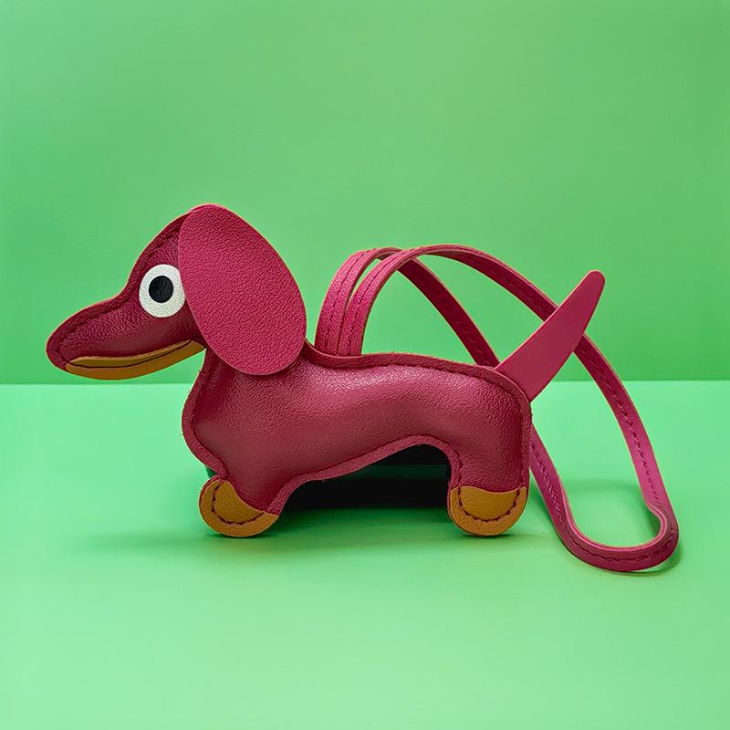 Dachshund Pendant Leather Bag Charm - Cute Cartoon Ornament