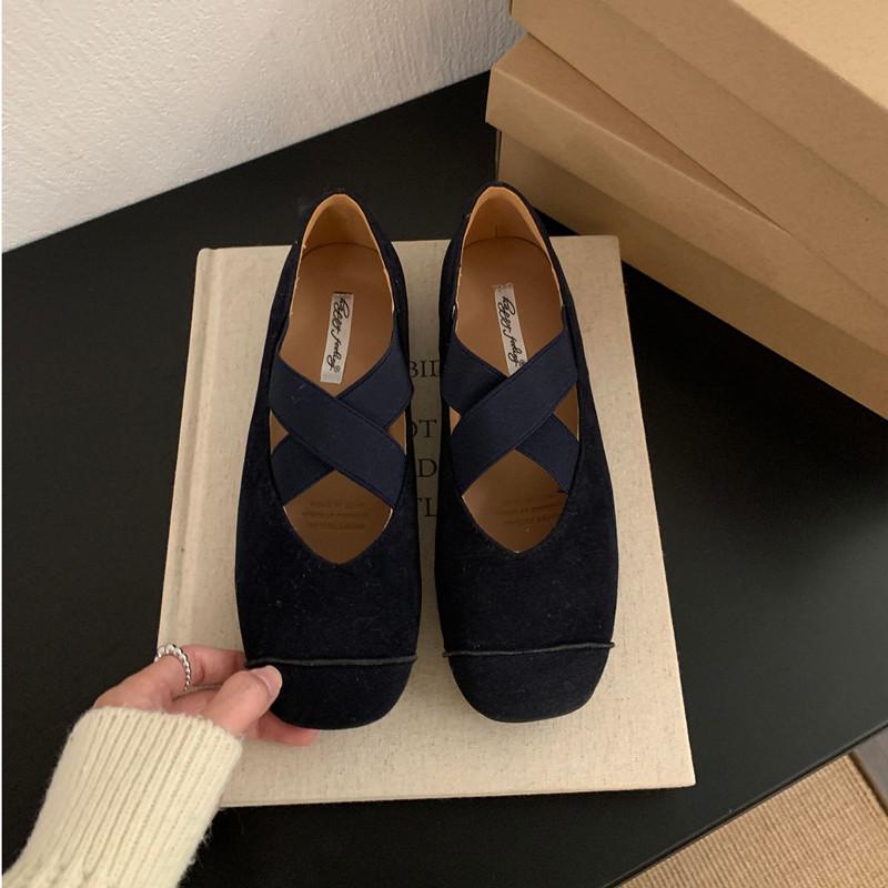 

Модный бренд Bailamos Женские балетки с круглым носком, неглубокие слипоны, женские повседневные балетки, туфли из мягкой кожи, женские туфли для платья 40 темно-синий