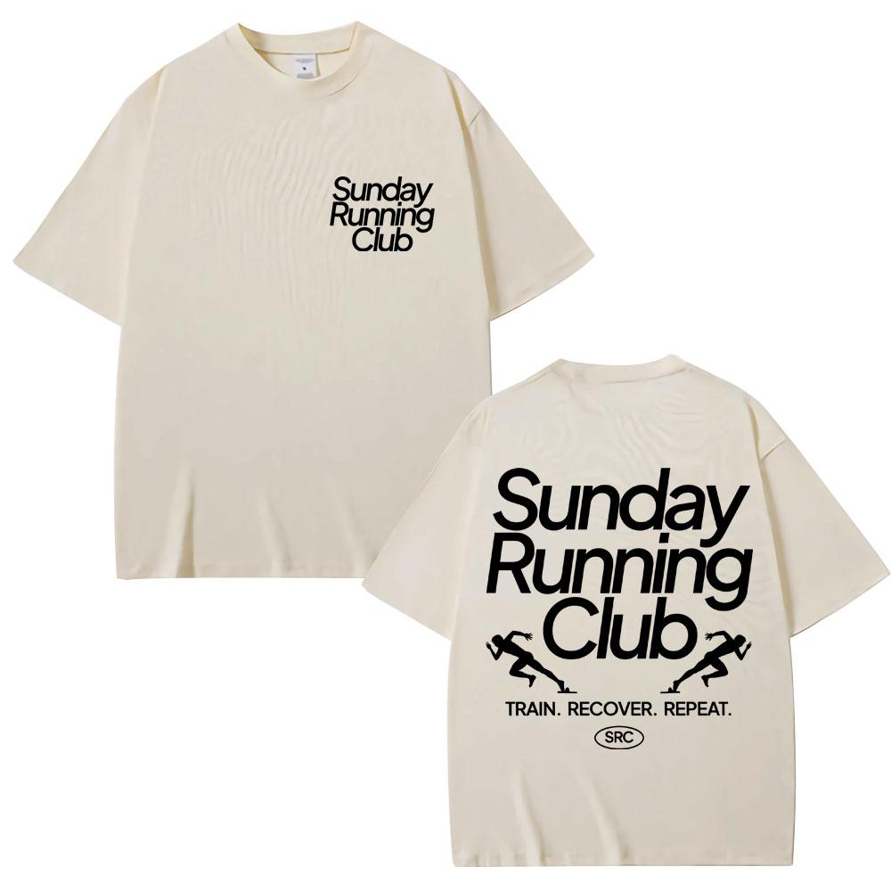 Sunday Running Club Graphic T-Shirts Men Women Sport Trendy Harajuku T Shirt Oversized Cotton Casual T Shirts