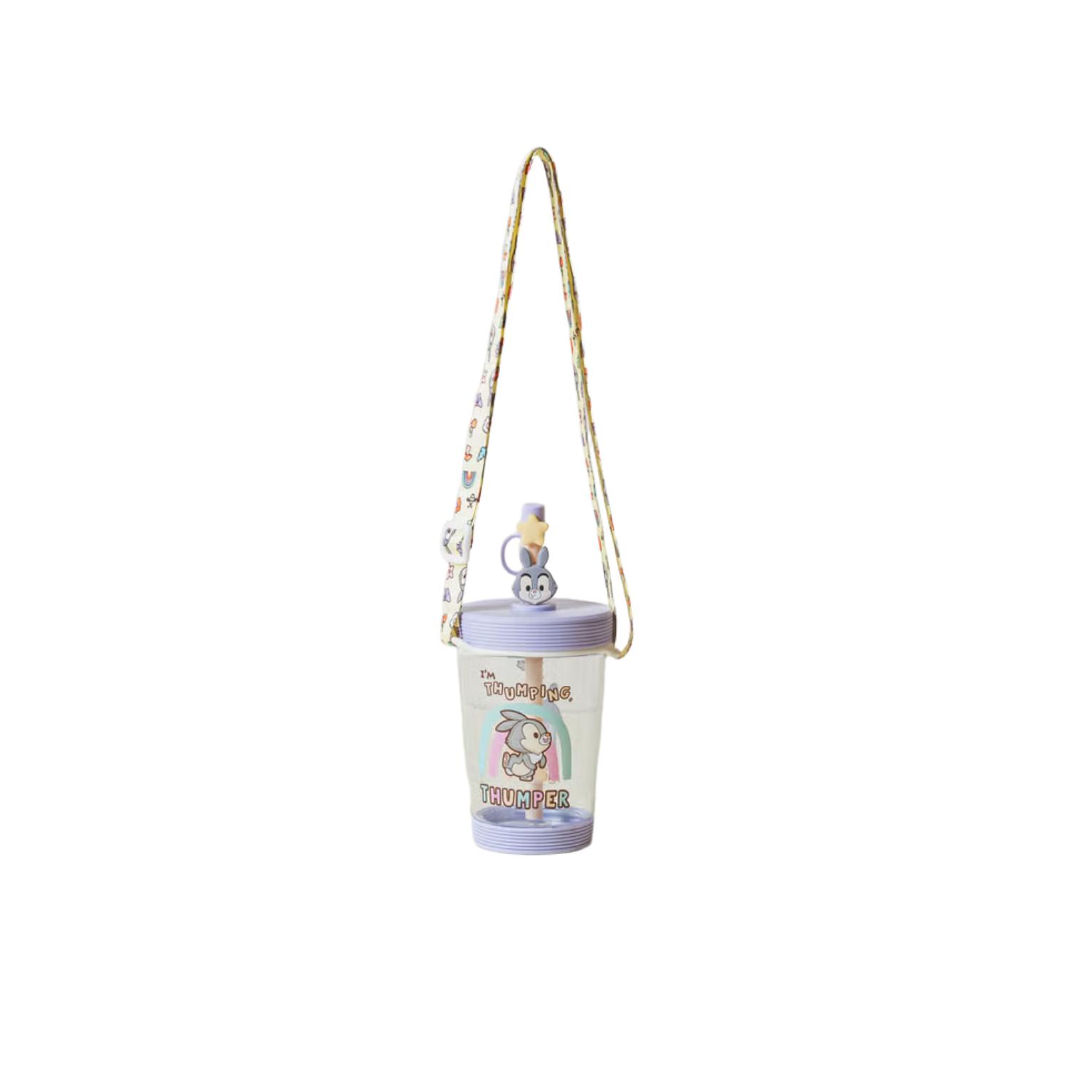 daiso korea Disney Animals Decorative Strap Straw Cup 500ml
