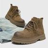 Men's Suede Leather Horse Boots Outdoor Man Casual Thick Soled Short Boots Fashionable Work Boots