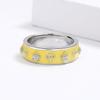 Classic Niche Design Women's Ring Fashion Yellow Handmade Enamel Jewelry Cross Wilderness Crown Pattern Ring Anniversary Jewelry