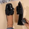Large Black Loafers for Women, Niche Butterfly Knot Thick Soled Small Leather Shoes, Vintage Single Shoes